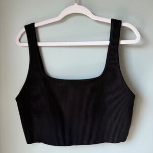 House of NEW Harlow 1960 Lux Essentials Black Ribbed Cropped Tank Top XL NWT